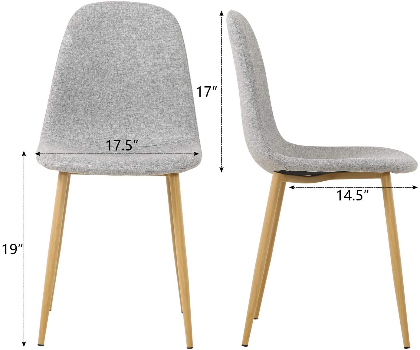 Chaises de salle à manger en tissu gris 4 pièces
