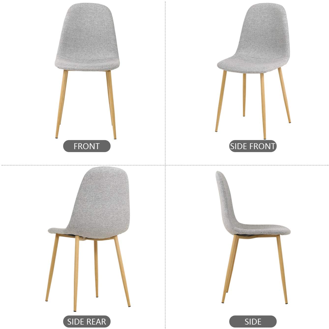 Chaises de salle à manger en tissu gris 4 pièces