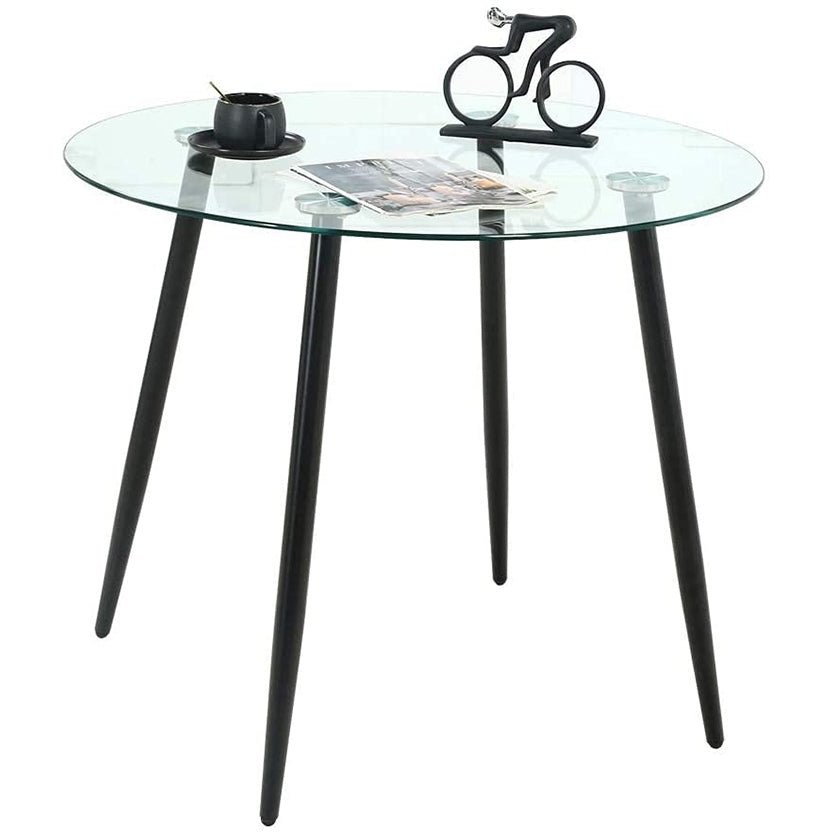 Table à manger ronde avec plateau en verre de 35 po