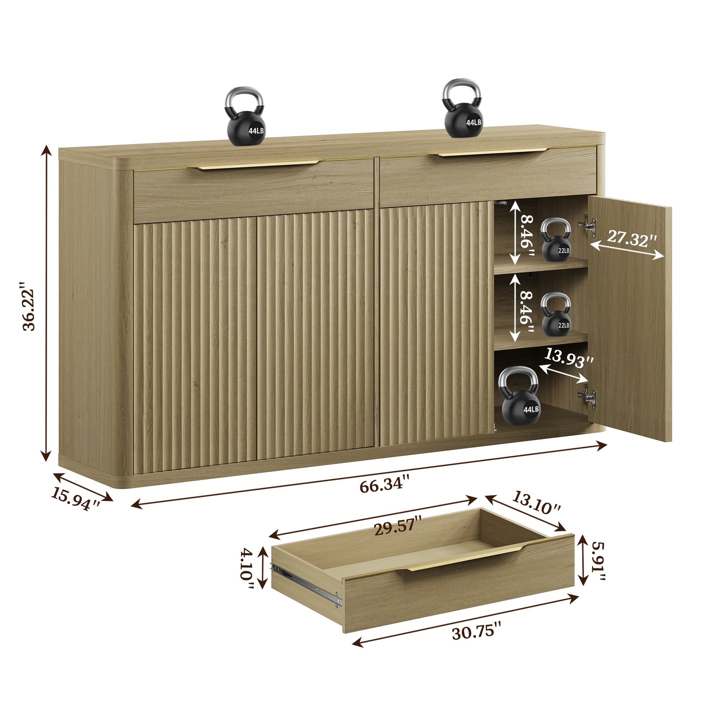 Buffet Cas, 2 tiroirs
