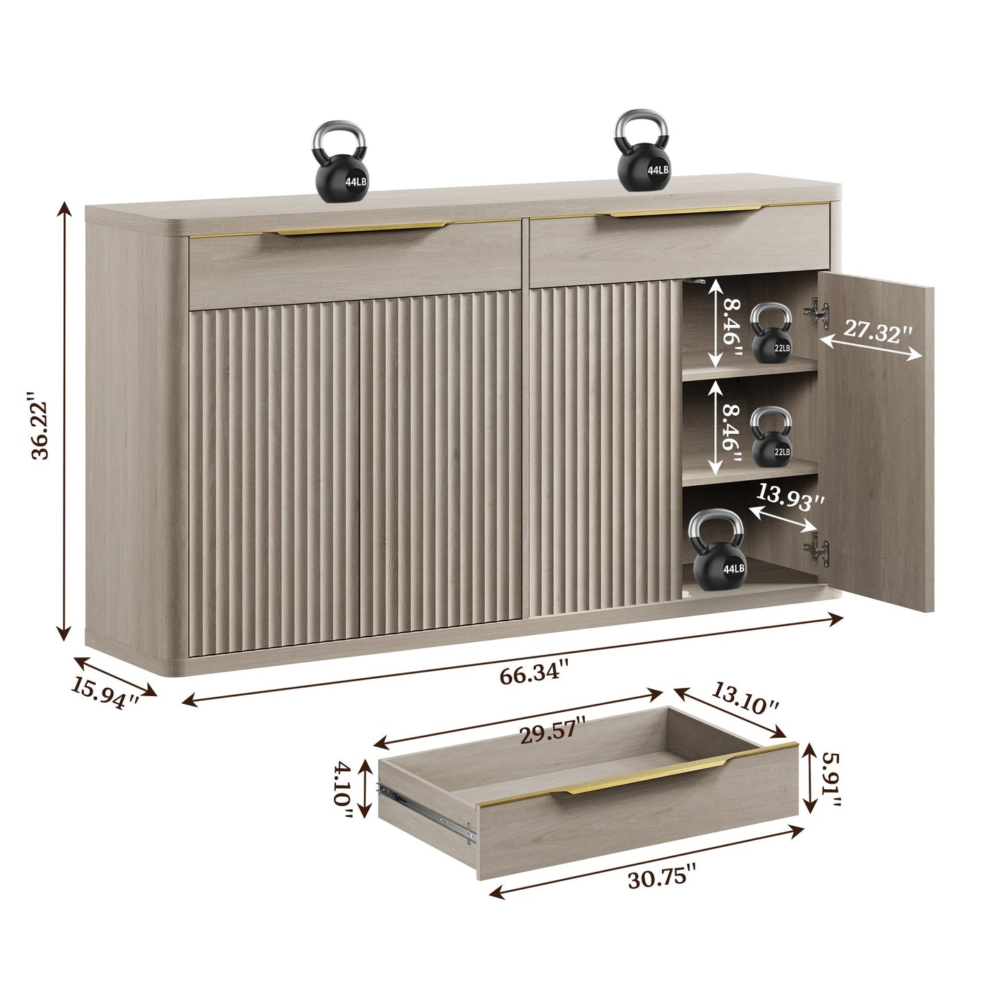 Buffet Cas, 2 tiroirs