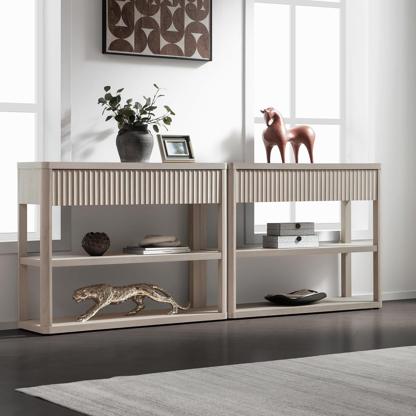Console étroite Cas avec tiroirs