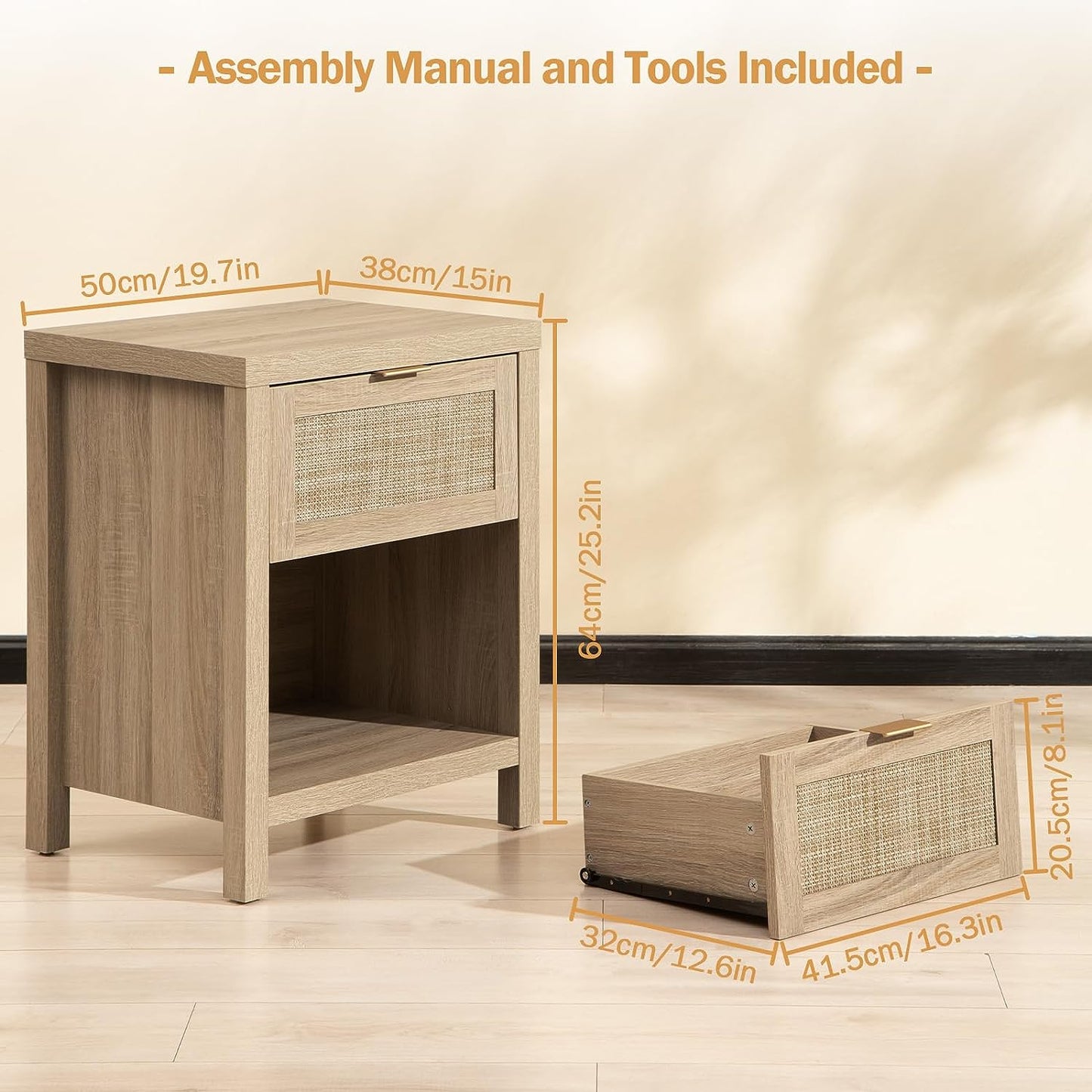 Ensemble table de chevet et commode Savanna