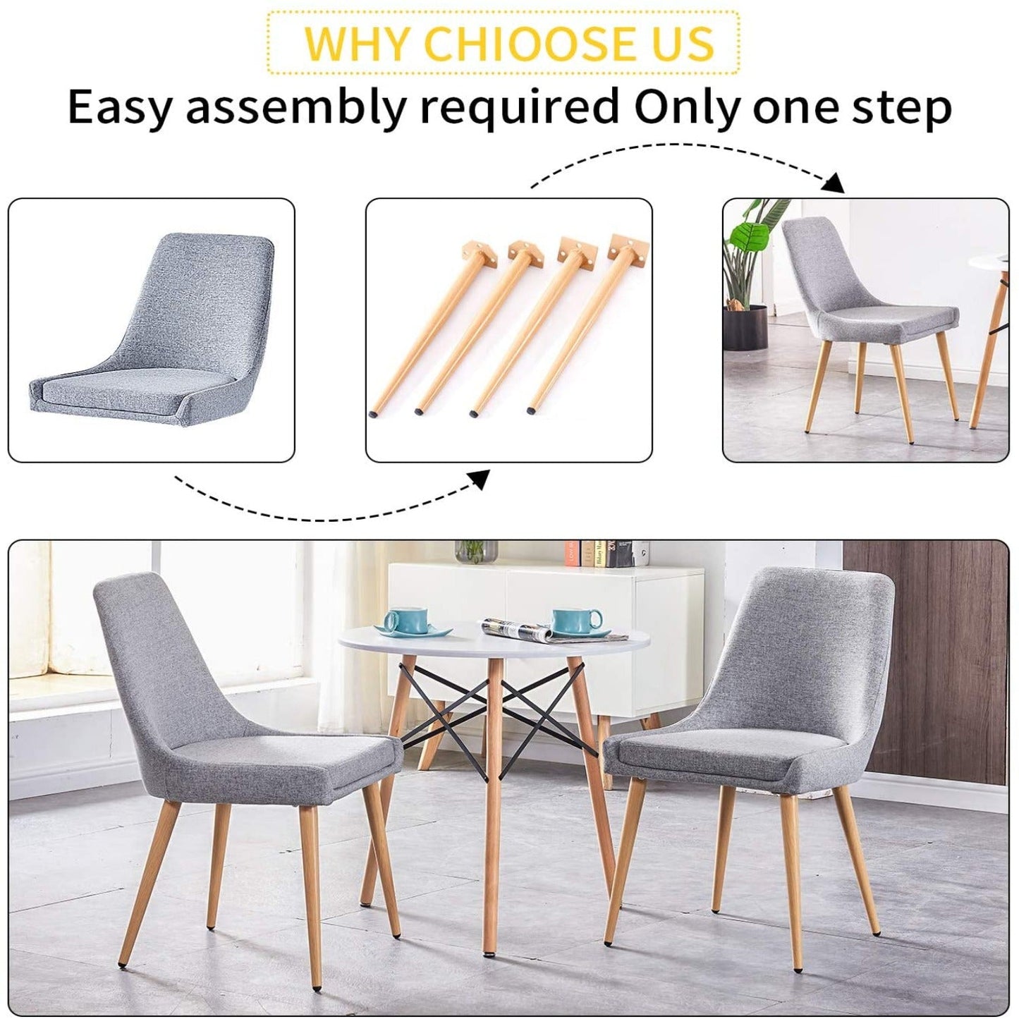 Chaises de salle à manger avec pieds en métal