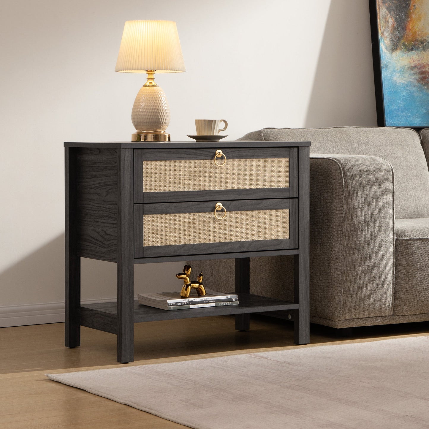 Grande table de chevet Terra, hauteur 25,6 pouces