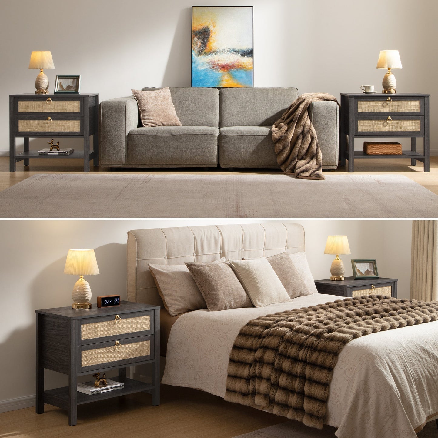 Grande table de chevet Terra, hauteur 25,6 pouces