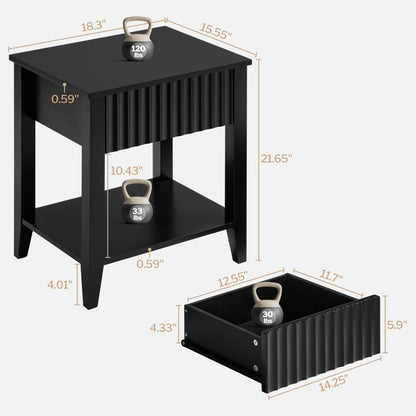 Table de chevet noire Opus avec tiroir 