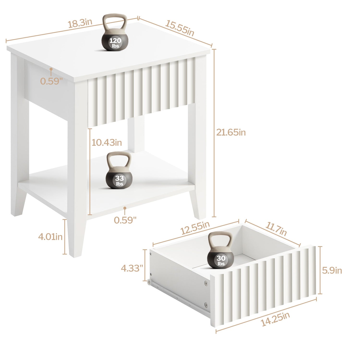 Table de chevet blanche Opus 