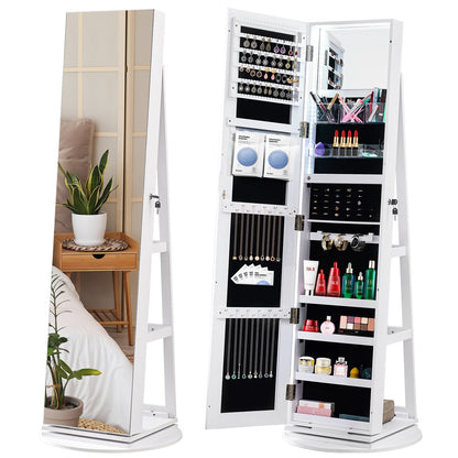 Miroir blanc pleine longueur avec rangement pour bijoux