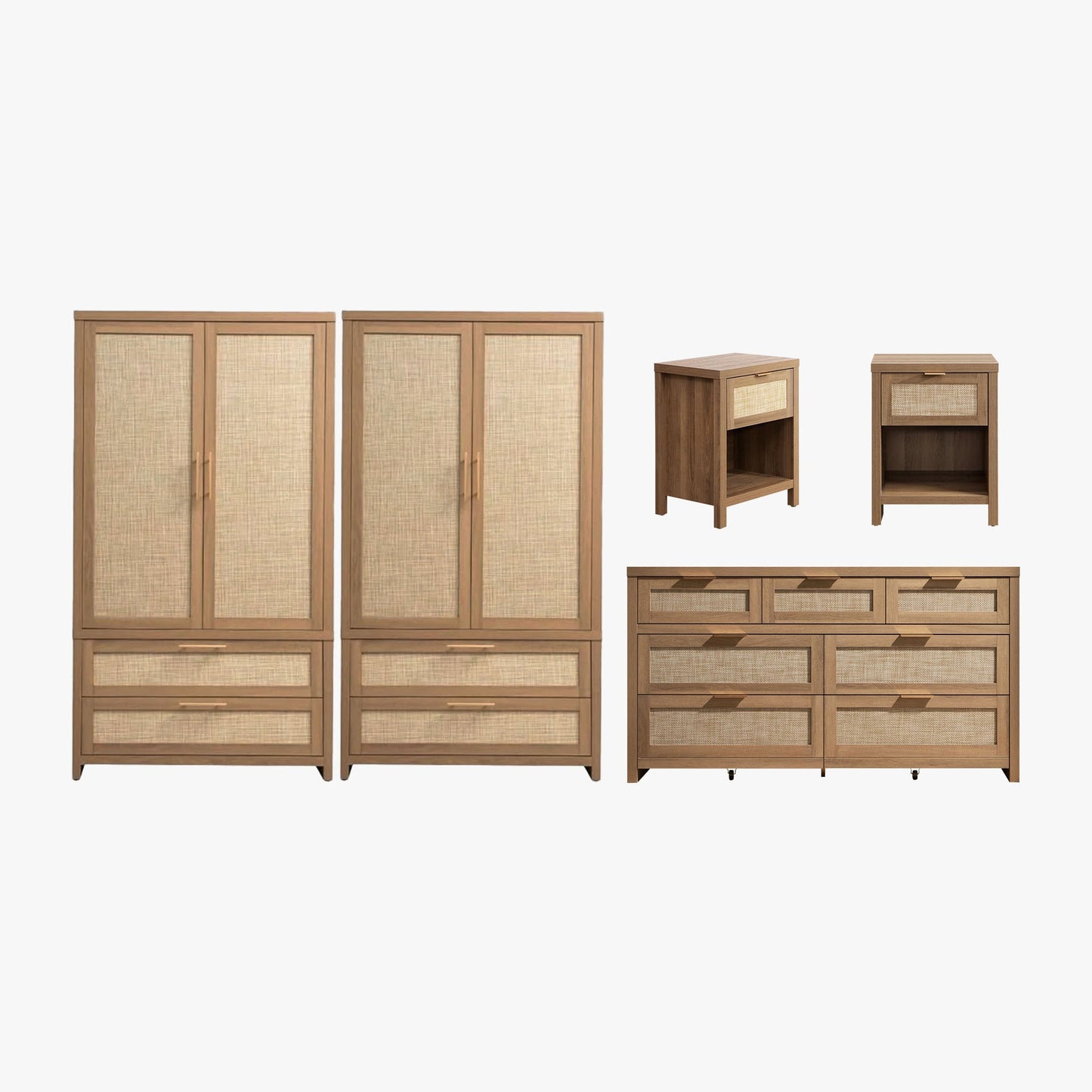 Ensemble de penderie, commode et table de chevet Savanna 