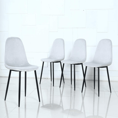 Chaises de salle à manger en velours gris clair, 4 pièces 