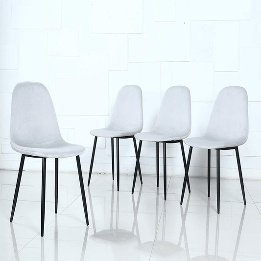 Chaises de salle à manger en velours gris clair, 4 pièces 