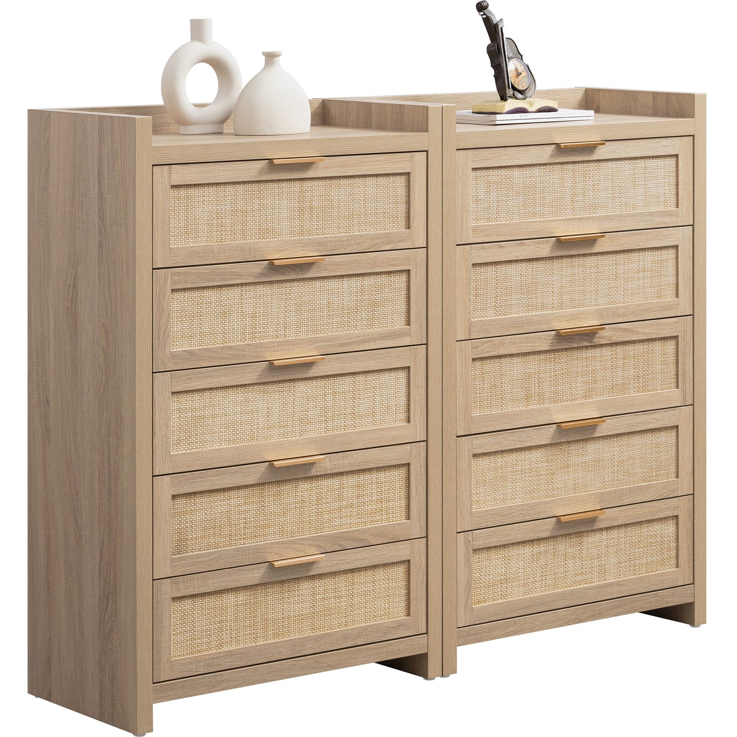 Commode en rotin Savanna, 5 tiroirs 
