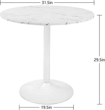 Table à manger ronde blanche avec pied piédestal