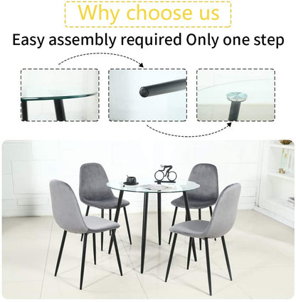 Table à manger ronde avec plateau en verre de 35 po