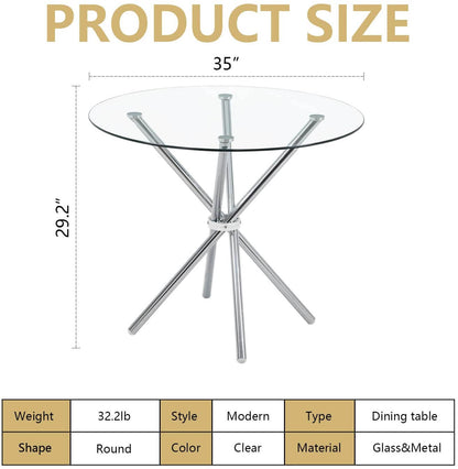 Ensemble de table à manger 5 pièces : table ronde avec 4 chaises de bureau