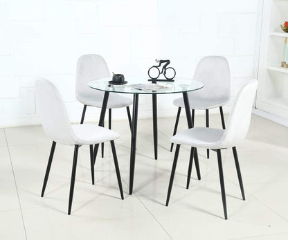 Table à manger ronde avec plateau en verre de 35 po