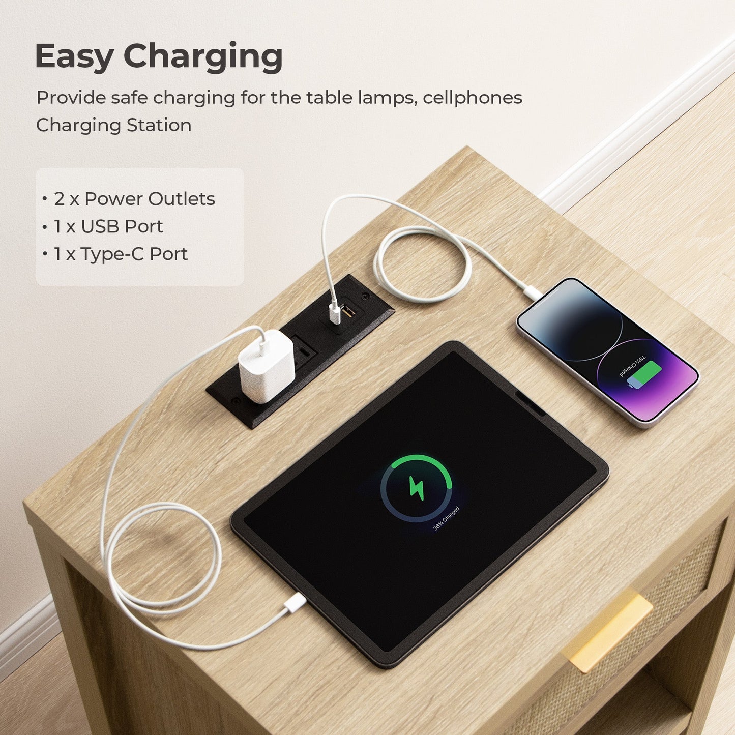 Ensemble de chambre à coucher Savanna avec armoire et station de charge 