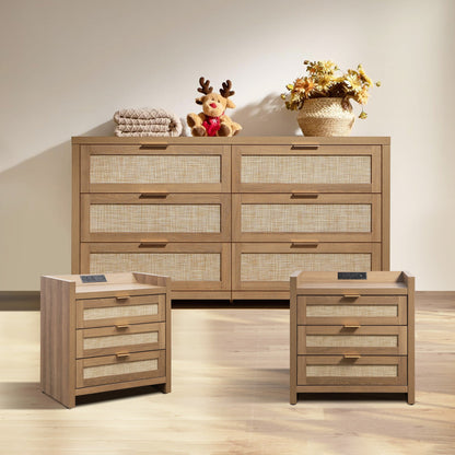 Ensemble commode et table de chevet Savanna à 6 tiroirs 