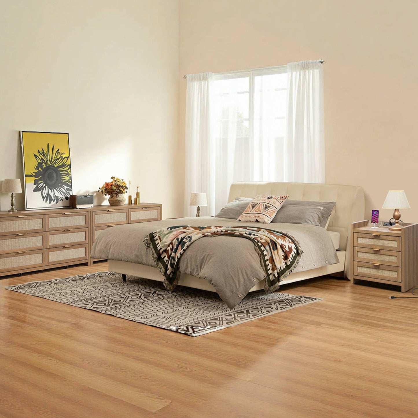 Ensemble commode et table de chevet Savanna à 6 tiroirs 