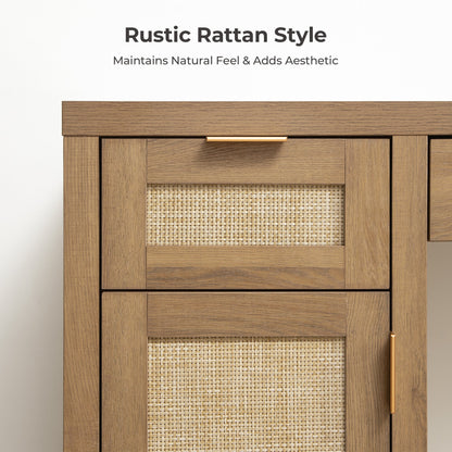 Ensemble coiffeuse, armoire et table de chevet à 2 tiroirs Savanna