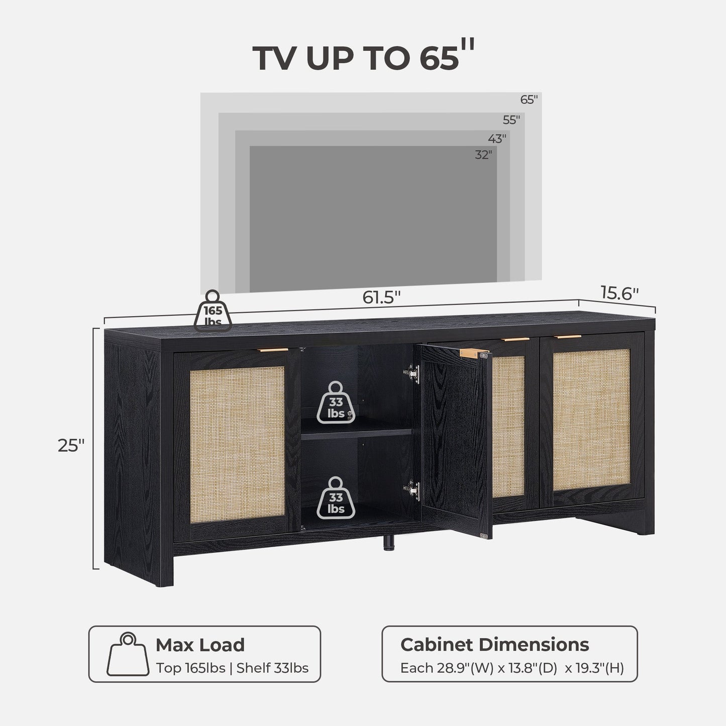 Meuble TV Savanna, 4 portes 