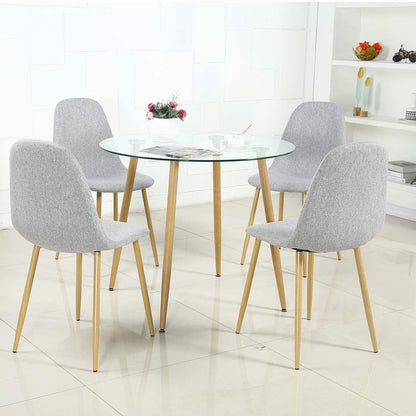 Ensemble de salle à manger 5 pièces - Table de cuisine avec 4 chaises gris clair