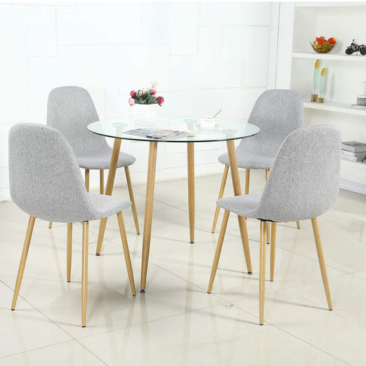 Ensemble de salle à manger 5 pièces - Table de cuisine avec 4 chaises gris clair