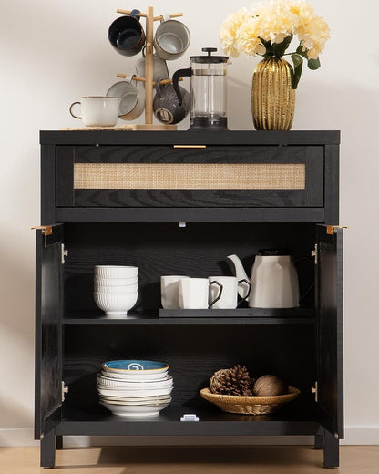 Buffet Savanna noir avec tiroirs