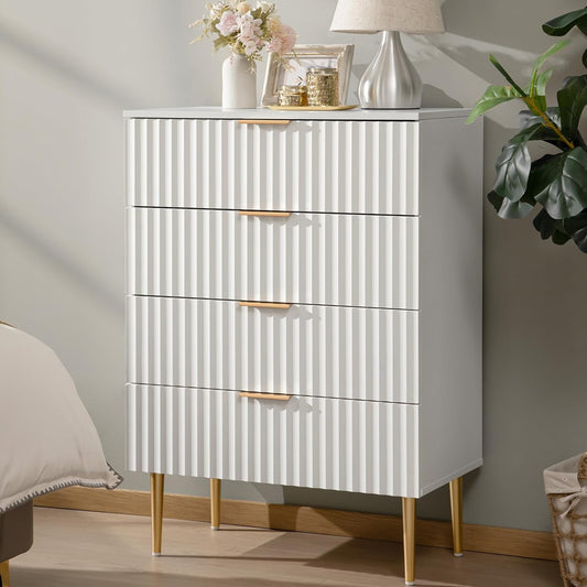 Commode Opus blanche à 4 tiroirs 