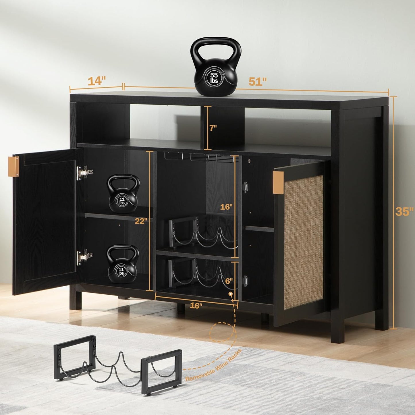 Meuble bar Savanna avec porte-verres