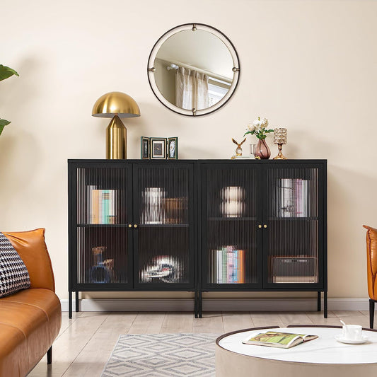 Buffet de rangement avec porte en verre mat