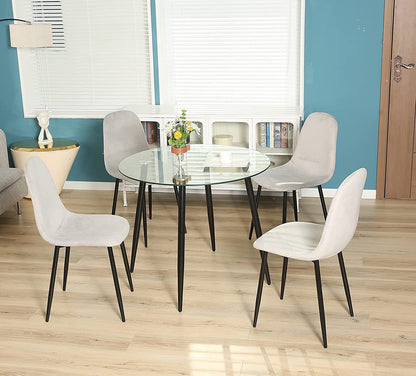 Chaises de salle à manger en velours gris clair, 4 pièces 