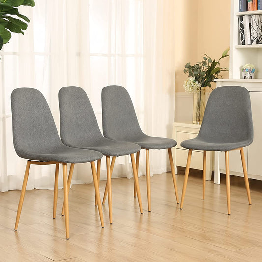 Lot de 4 chaises de salle à manger avec pieds en bois gris foncé