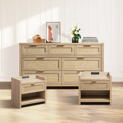 Table de chevet Savanna avec chargeur et commode 