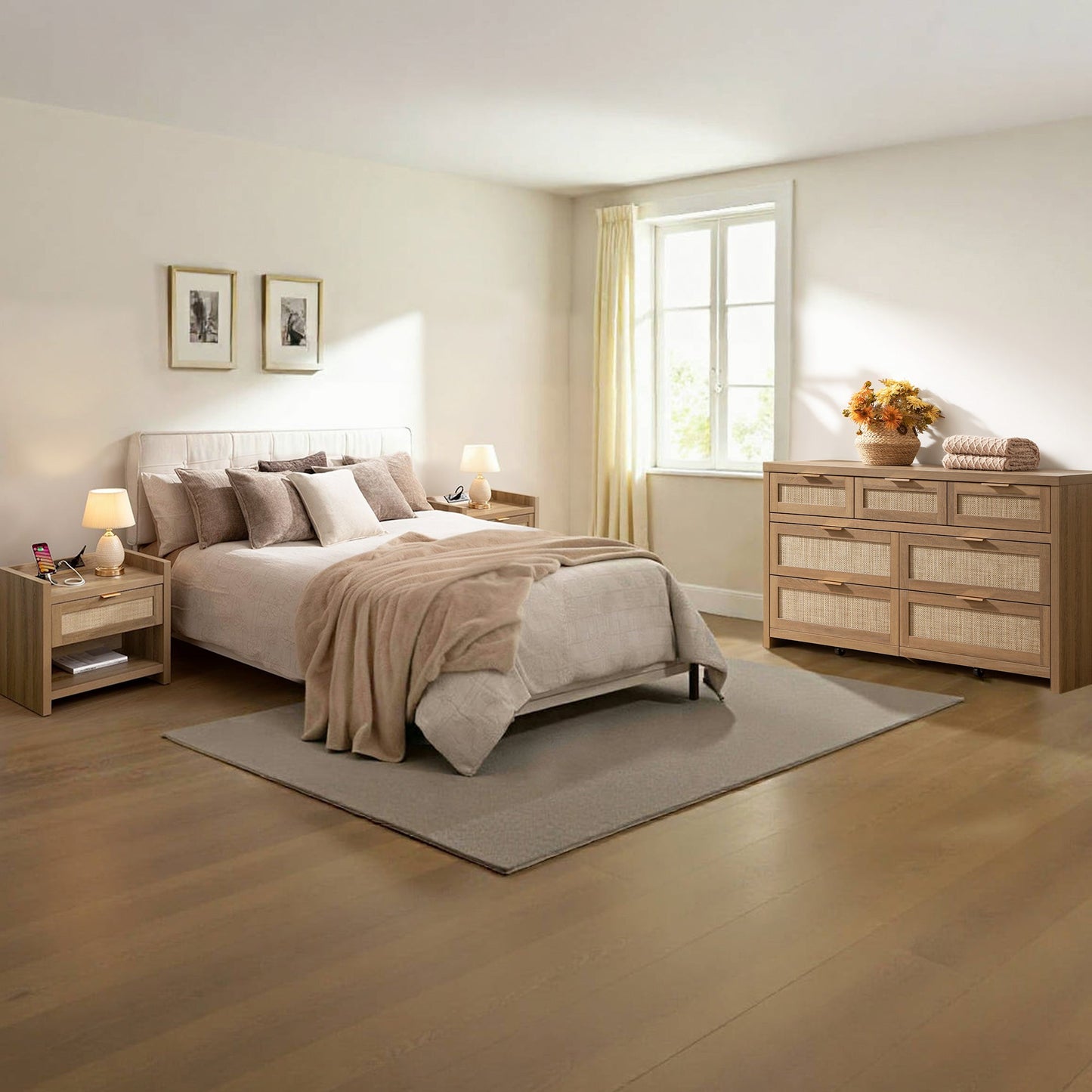Table de chevet Savanna avec chargeur et commode 