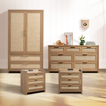 Ensemble de chambre à coucher Savanna avec commode, table de chevet et armoire 