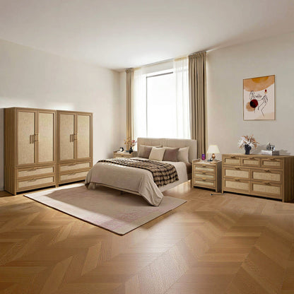 Ensemble de chambre à coucher Savanna avec commode, table de chevet et armoire 
