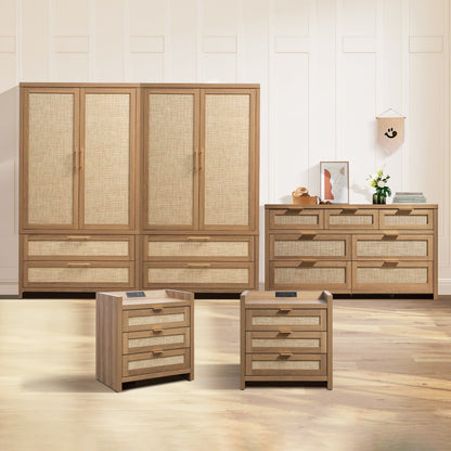 Ensemble de chambre à coucher Savanna avec commode, table de chevet et armoire 