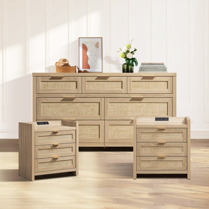 Ensemble commode et table de chevet Savanna à 7 tiroirs 