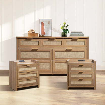 Ensemble commode et table de chevet Savanna à 7 tiroirs 