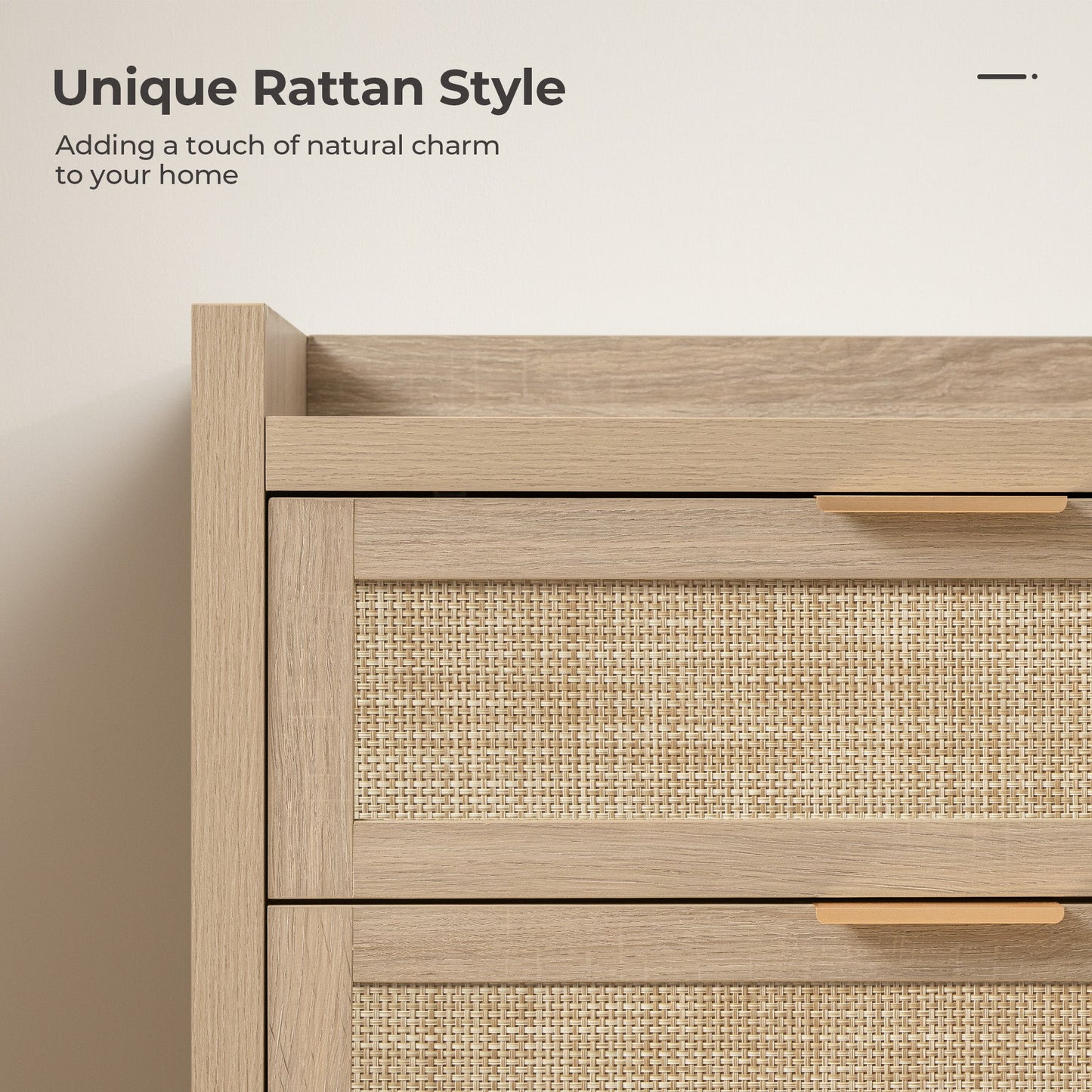 Commode en rotin Savanna, 5 tiroirs 