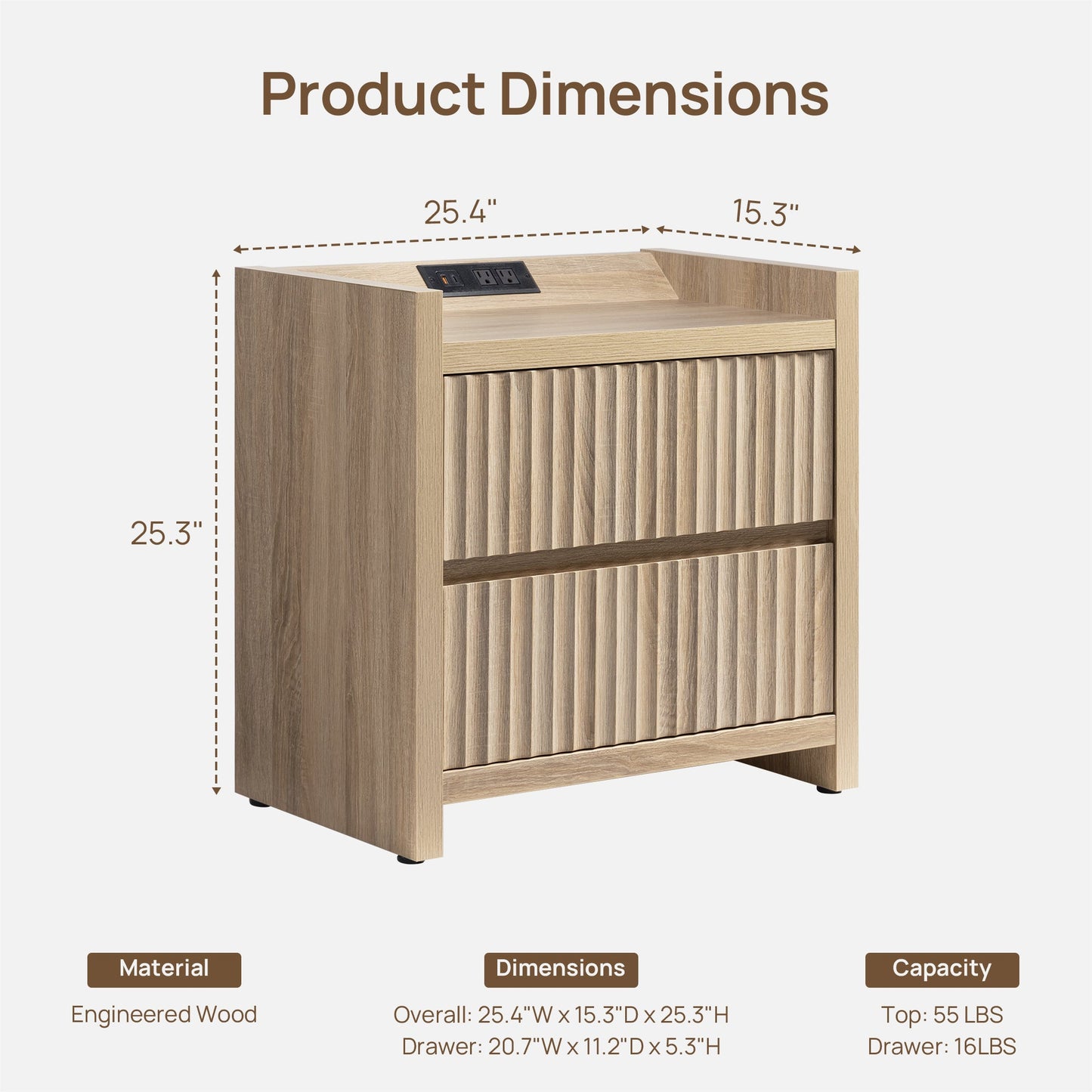 Tables d'appoint Prelude, 2 tiroirs 
