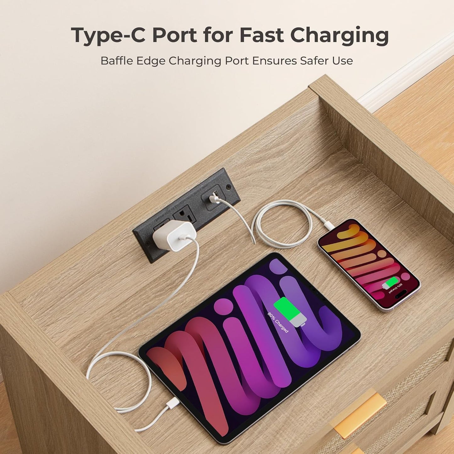 Table de chevet Savanna avec station de charge 
