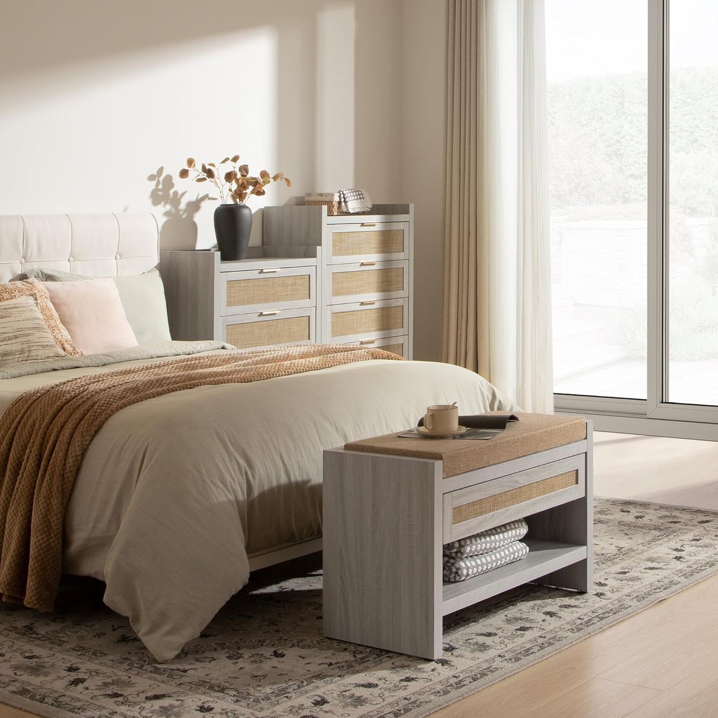 Commode en rotin Savanna, 5 tiroirs 