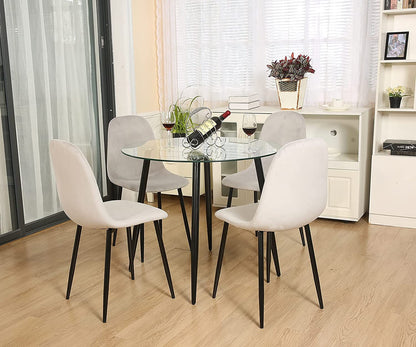 Chaises de salle à manger en velours gris clair, 4 pièces 