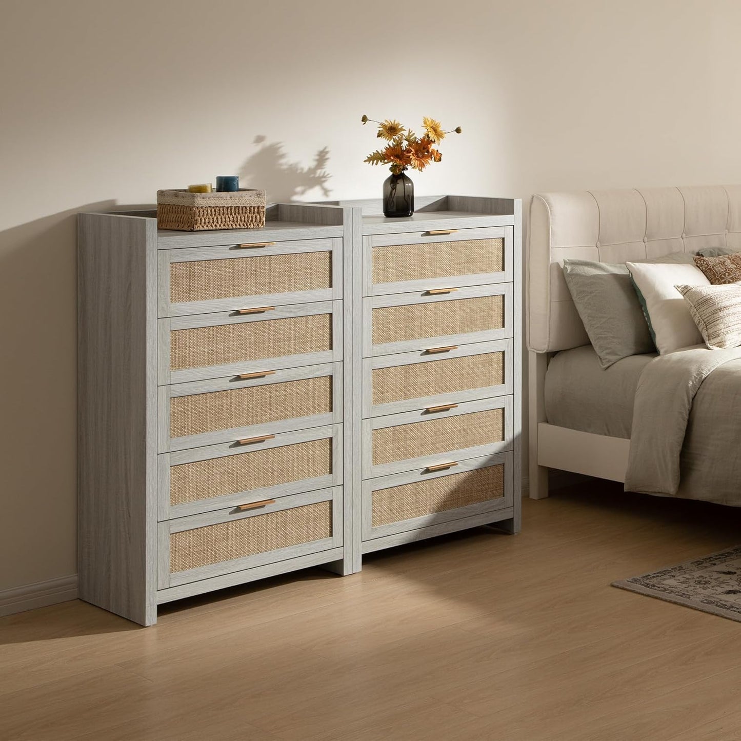 Commode en rotin Savanna, 5 tiroirs 
