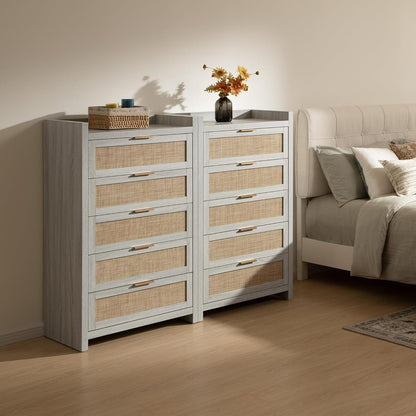 Commode en rotin Savanna, 5 tiroirs 