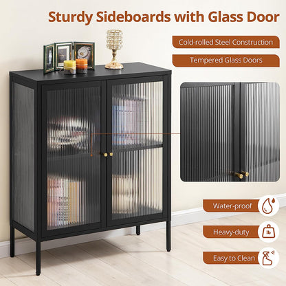 Buffet de rangement avec porte en verre mat