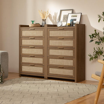 Commode en rotin Savanna, 5 tiroirs 